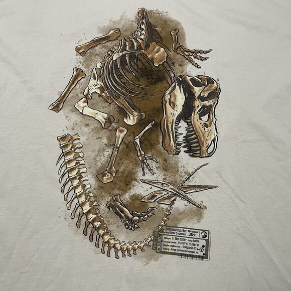 Reebok Jurassic World Stucco Tyrannosaurus Rex Fossil Brown Mens XL Shirt NEW - Picture 2 of 11